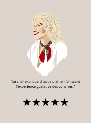 Le chef explique chaque plat, enrichissant l'expérience gustative des convives.