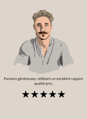 Portions généreuses, reflétant un excellent rapport qualité-prix.