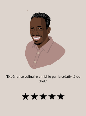 Expérience culinaire enrichie par la créativité du chef.