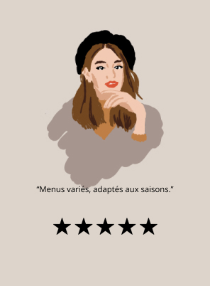 Menus variés, adaptés aux saisons.